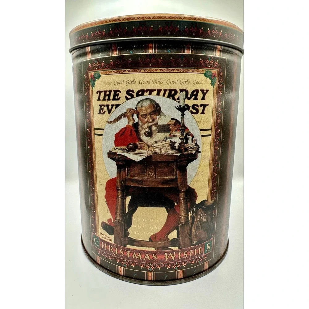 Vintage style‎ Norman Rockwell Saturday Evening Post Christmas Santa Tin